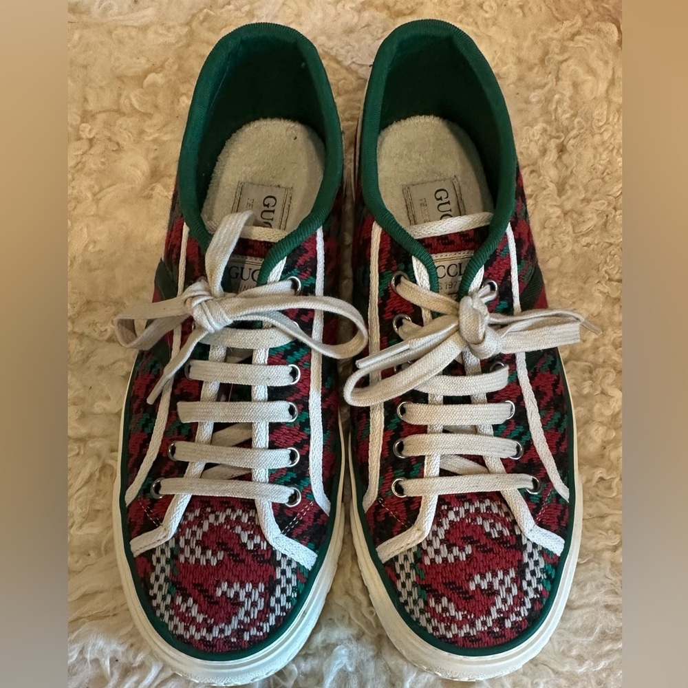 Gucci Green & Red Patterned Low-Top Sneakers